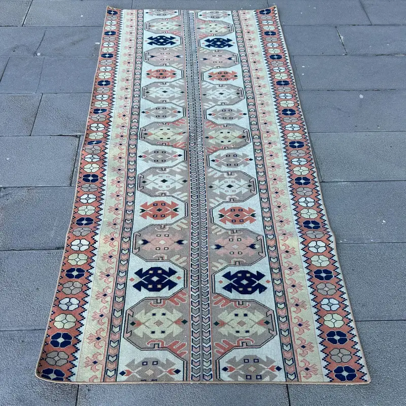 Alfombra abstracta beige y naranja, 3,3x7,1 ft Chic Decor