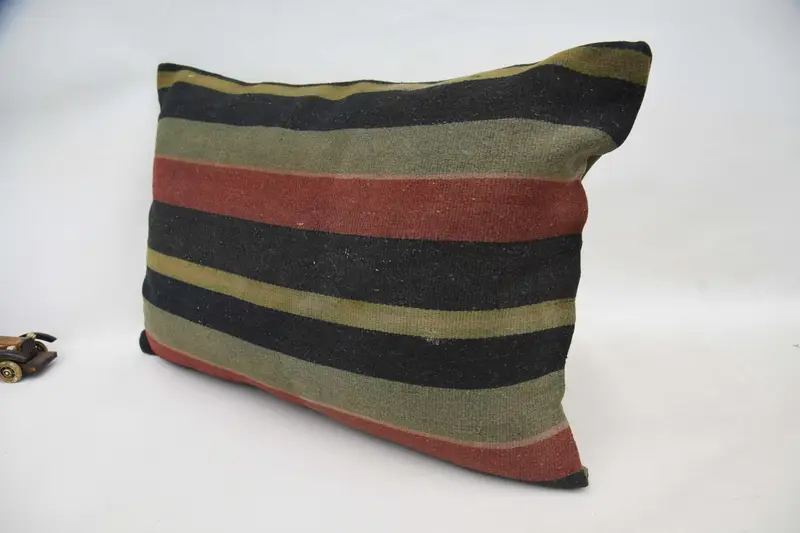 Vintage Kilim Pillow, Home Decor Pillow, Sustainable Cushion Cover, Boho Pillow, 20x28 Green Pillow Cover, Ikat Pillow Sham, Pillow Cover - 5