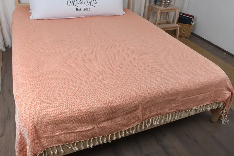 96x80 Cotton Diamond Towel, Decorative Blanket, Custom Wedding Gift From Bridesmaid, Home Gift, Bridal Shower Gift, Organic Throw, Monogram Blanket - 7