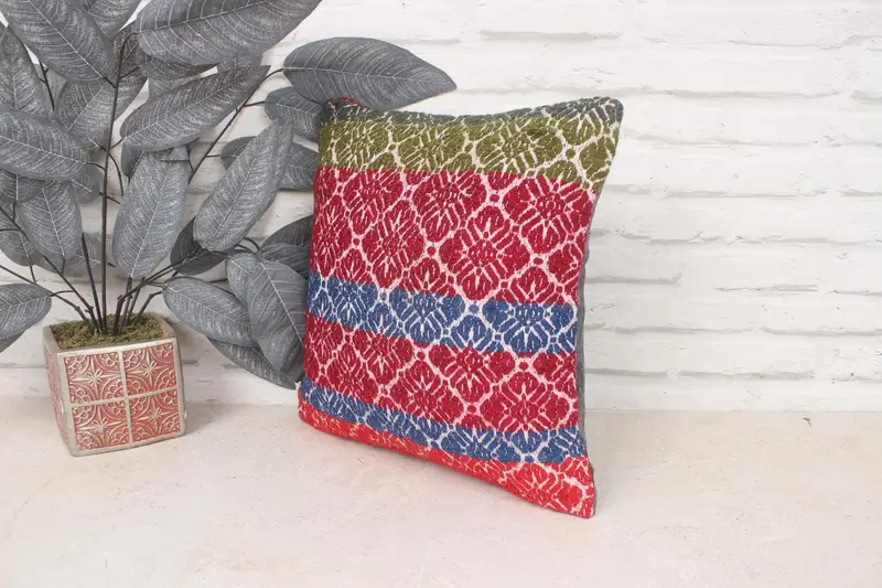 Authentic Pillow Cover, Natural Pillow Sham, Home Decor Pillow, Gift Pillow, Pillow, Pet Pillow Sham, Throw Kilim Pillow, 14x14 Red Pillow Case - 4