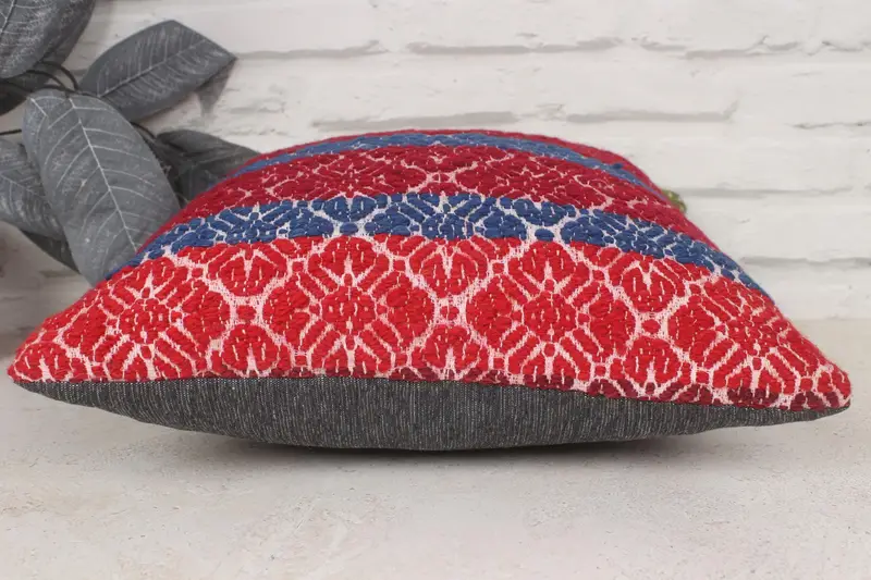 Authentic Pillow Cover, Natural Pillow Sham, Home Decor Pillow, Gift Pillow, Pillow, Pet Pillow Sham, Throw Kilim Pillow, 14x14 Red Pillow Case - 5