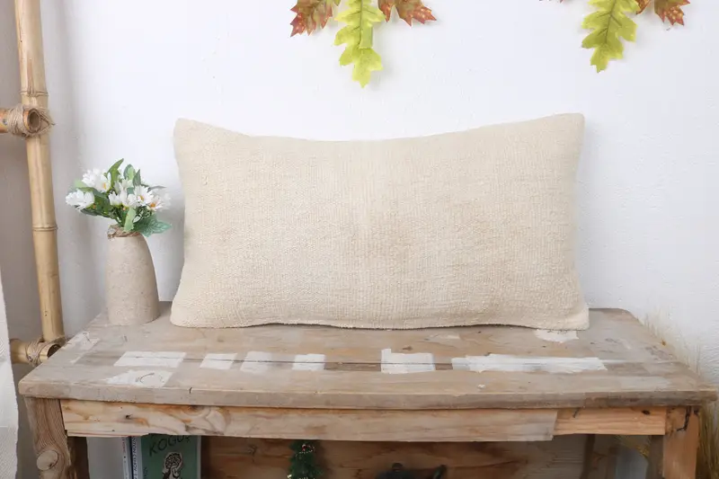 Indoor Pillow Cover, Oriental Cushion, Home Decor Pillow, Pillow Sham, Vintage Pillow, 12x24 Beige Pillow Cover, Antique Pillows, Boho Chic Cushion - 1