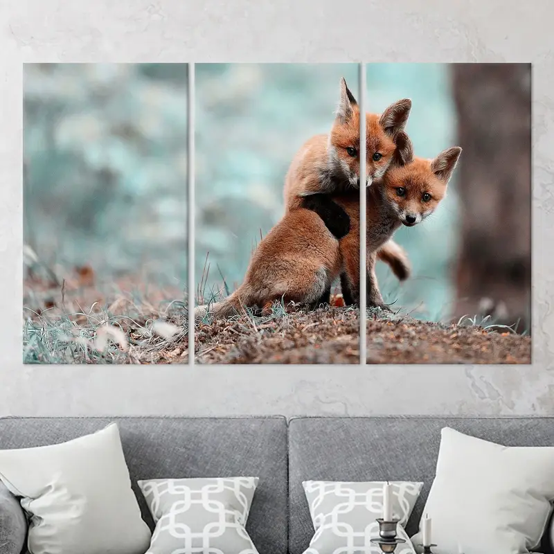Fox Lover Gift, Cute Fox Wall Decor, Forest Landscape Wall Art, Wild Animal Canvas, Farmhouse Canvas, Kids Room Wall Art, Canvas Wall Decor, - 10