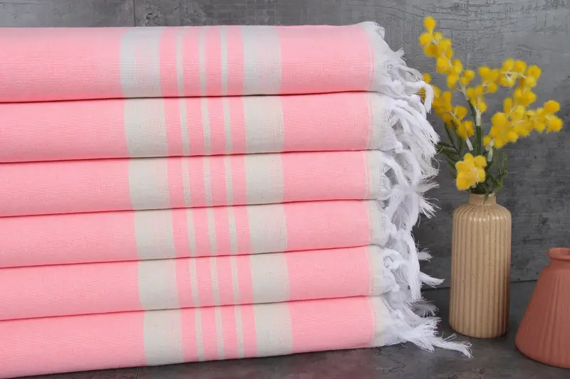 Personalized Striped Pink Peshtemal, Organic Cotton Beach Towel, 40x70 Inches