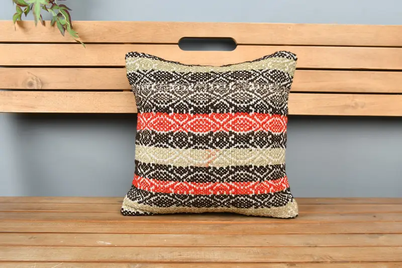 Oriental Pillow, Cushion Cover, Gift Pillow, Interior Designer Pillow, 16x16 Brown Cushion, Decorative Throw Cushion, Antique Pillows - 6