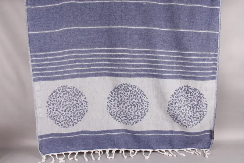 Custom Turkish Towel Navy Patterned, Beach Towel for Wedding, 38x60 Inches