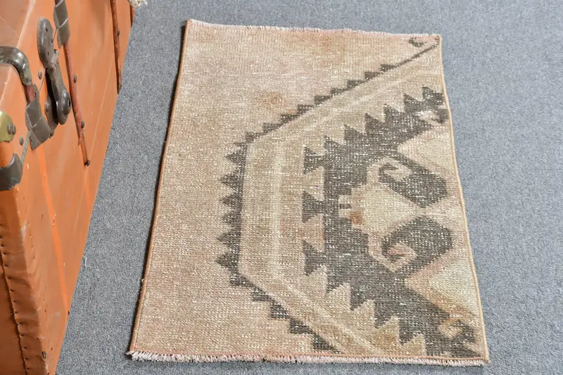 Vintage 1.6x2.6 ft Halı, Küçük Türk Halısı, Gri Kahverengi Halı - 1