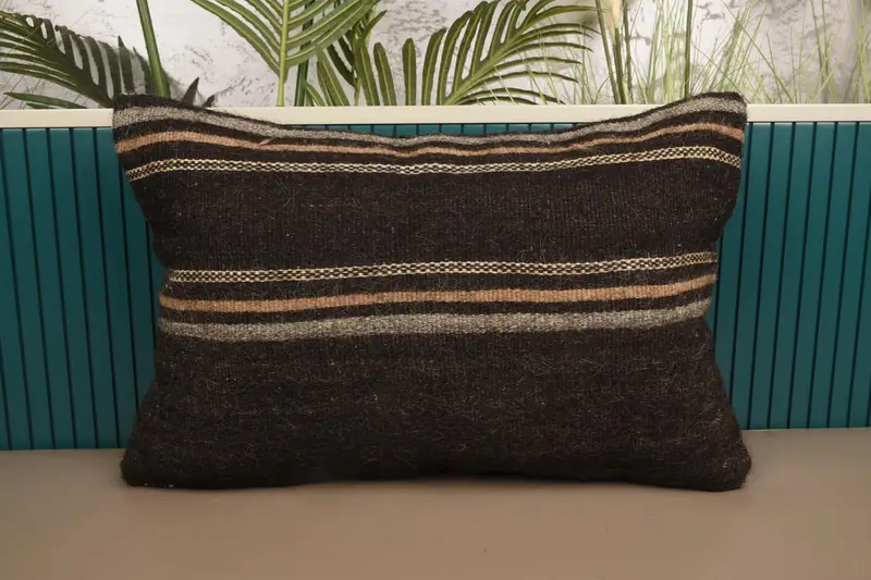 Brown Throw Euro Sham, Moroccan Striped 40x60 cm Cushion Cover - 1