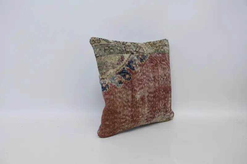 Garden Cushion Cover, Outdoor Throw Cushion, Home Decor Pillow, Cushion, Kilim Cushion Sham, Antique Pillows, 16x16 Red Pillow, Garden Pillow Sham - 3