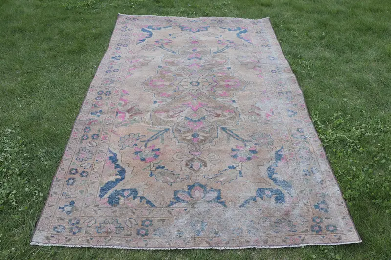 Kahverengi & Mavi Kamuflaj Halı, 4,8x7,7 ft Şık Dekor