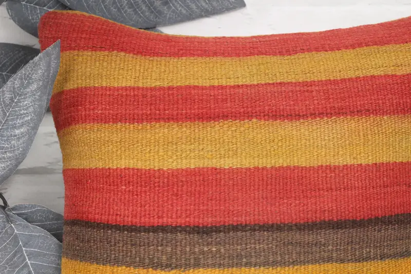 Pillow Sham, Tapestry Cushion Case, Kilim Pillow, 14x14 Yellow Cushion Cover, Vintage Pillow, Handwoven Cushion Cover, Home Decor Pillow - 2