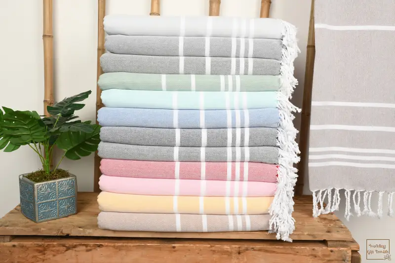 Striped Cotton Towel Wedding Gift Beige 70x40 Inches or 100x180 Cm
