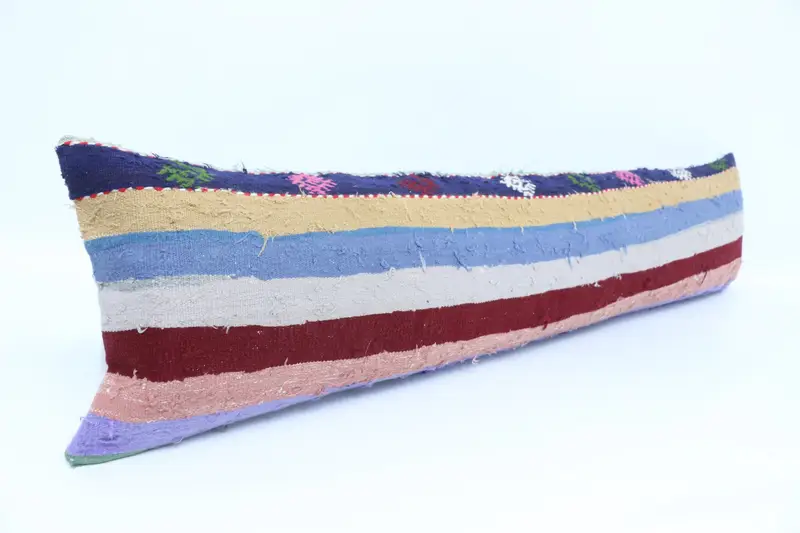 Ethnic Throw Pillow Cover, 12x48 Blue Pillow Cover, Turkish Pillow, Pillow Case, Ethnical Kilim Rug Pillow, Pillow for Sofa, Anatolian Cushion Case - 3