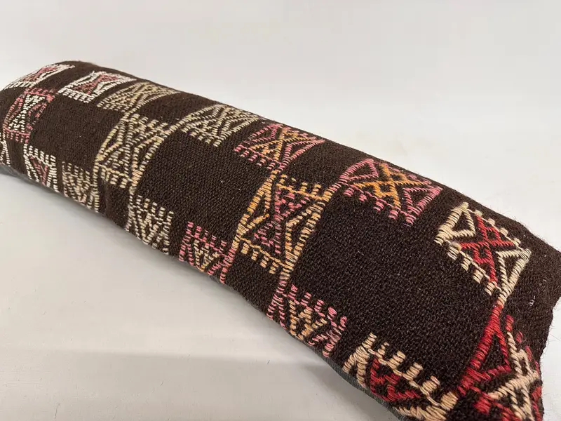 Pillow, Indoor Cushion Cover, Kilim Cushion Sham, 12x36 Brown Pillow Case, Antique Pillows, Gift Pillow, Oriental Cushion, Armchair Pillow Case - 6