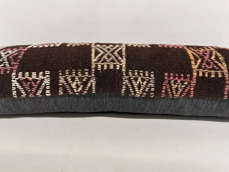 Pillow, Indoor Cushion Cover, Kilim Cushion Sham, 12x36 Brown Pillow Case, Antique Pillows, Gift Pillow, Oriental Cushion, Armchair Pillow Case - 5