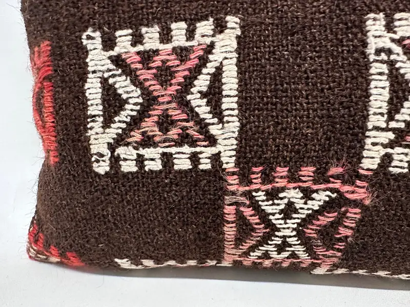 Pillow, Indoor Cushion Cover, Kilim Cushion Sham, 12x36 Brown Pillow Case, Antique Pillows, Gift Pillow, Oriental Cushion, Armchair Pillow Case - 4