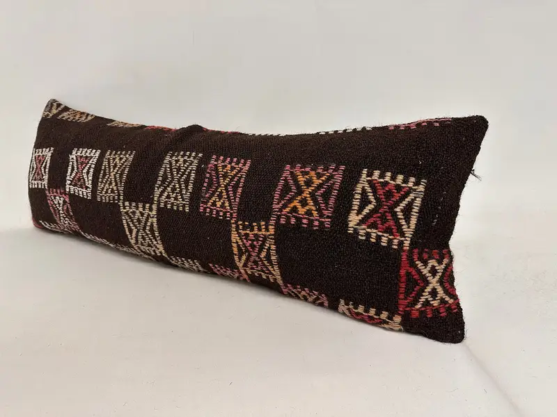 Pillow, Indoor Cushion Cover, Kilim Cushion Sham, 12x36 Brown Pillow Case, Antique Pillows, Gift Pillow, Oriental Cushion, Armchair Pillow Case - 3