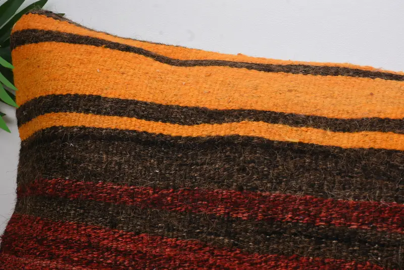 Kilim Pillow, Decorative Bolster Cushion Cover, 16x48 Brown Cushion Case, Turkish Kilim Pillow, Kilim Pillow Cover, Cushion Case - 2