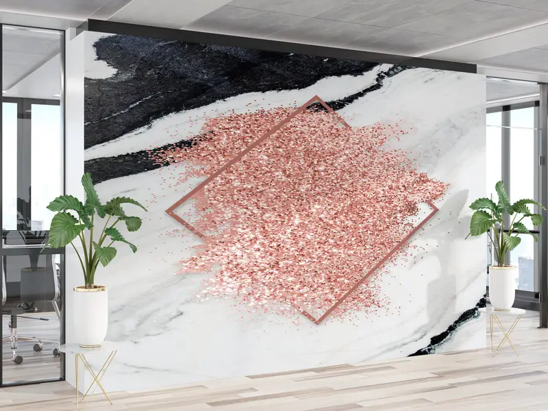 Shimmery Pink Marble Printed Wallpaper: Contemporary Elegance