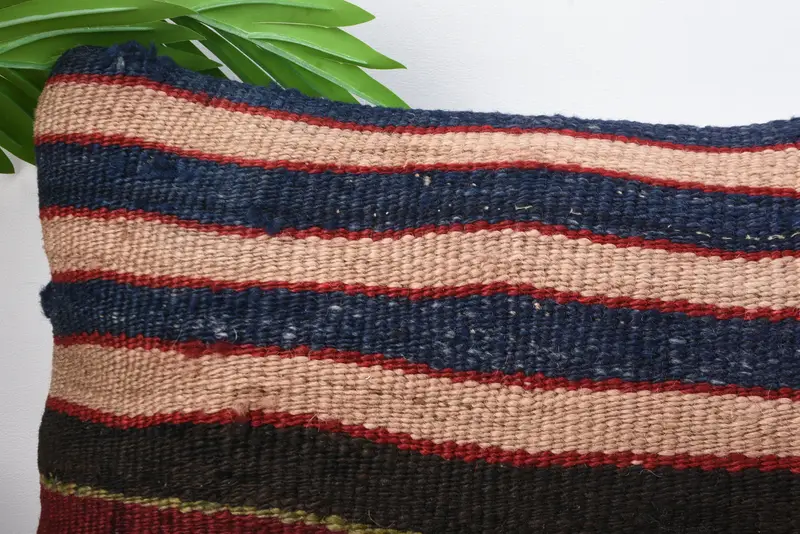 Handmade Kilim Cushion, Cushion, Hippie Throw Cushion Case, Turkish Kilim Pillow, Pillow for Couch, 12x20 Brown Cushion Case - 2