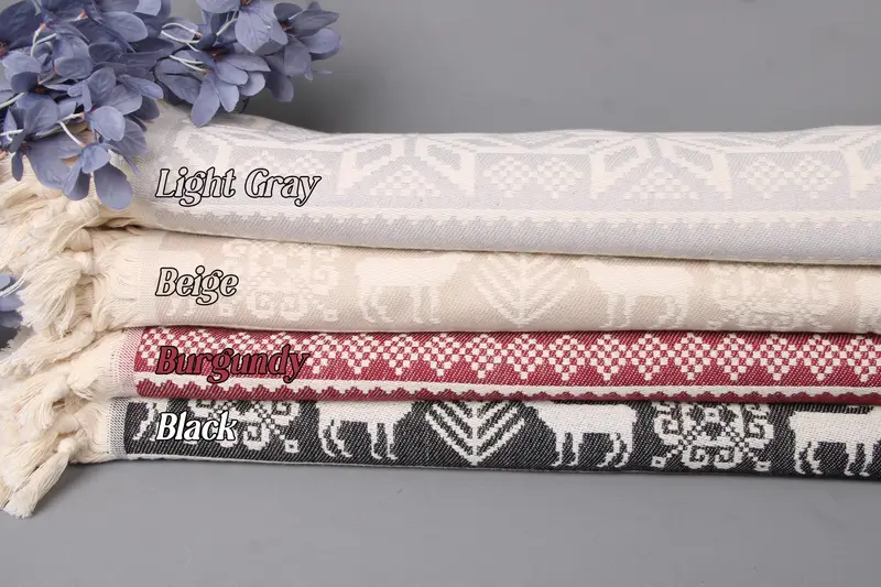 Christmas Check Pattern Cotton Throw Blanket, Organic Recycled, 87x95 Inches