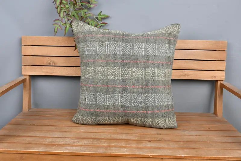 Interior Designer Pillow, Vintage Pillow, Vintage Kilim Throw Pillow, Bright Pillow Case, Farmhouse Cushion Case, Pillow Case, 24x24 Gray Cushion - 6
