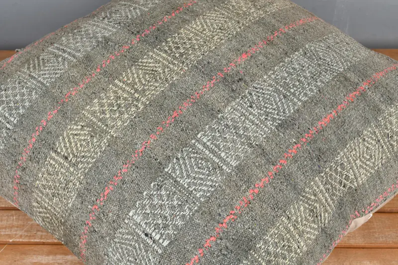 Interior Designer Pillow, Vintage Pillow, Vintage Kilim Throw Pillow, Bright Pillow Case, Farmhouse Cushion Case, Pillow Case, 24x24 Gray Cushion - 3