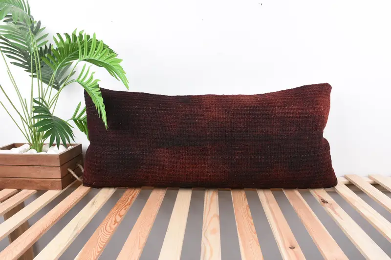 Vintage Kilim Throw Pillow, Home Decor Pillow, Pillow Cover, Authentic Pillow Case, 16x36 Brown Pillow Cover, Garden Cushion, Gift Pillow - 1