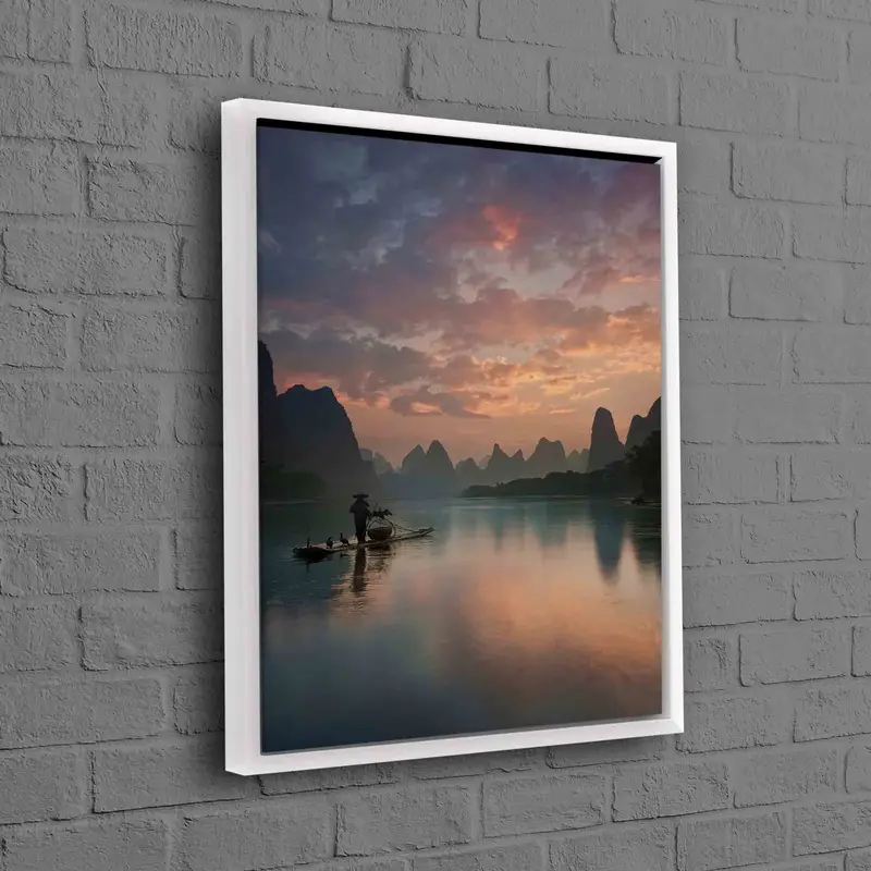 桂林の静寂: 中国の風景をプリントしたキャンバス