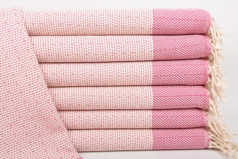 Fuchsia Diamond Hand Towel Monogram Embroidery, Organic Cotton, 36x18 Inches