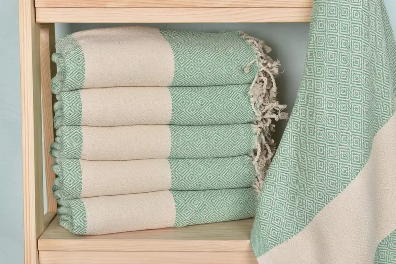Green Cotton Towel Bridesmaid Gift, Personalized Turkish Towel, 40x71 Inches