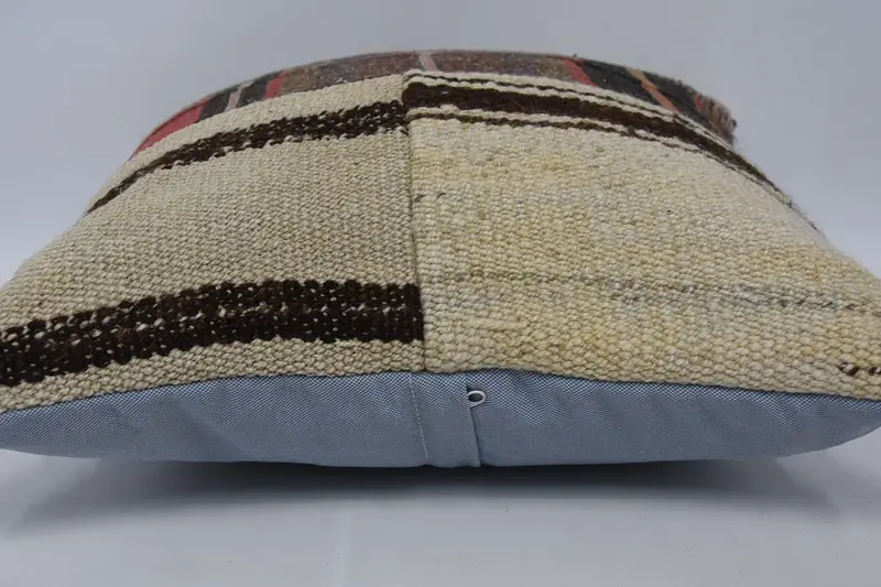 Pillow for Sofa, Vintage Kilim Throw Pillow, Gift Pillow, Cushion Case, Ottoman Cushion Cover, Comfy Throw Pillow Cover, 18x18 Brown Cushion Cover - 5