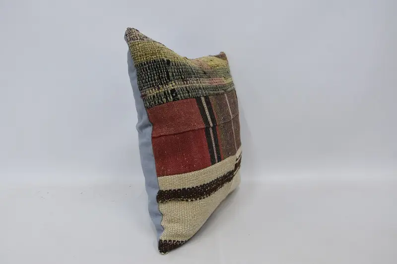Pillow for Sofa, Vintage Kilim Throw Pillow, Gift Pillow, Cushion Case, Ottoman Cushion Cover, Comfy Throw Pillow Cover, 18x18 Brown Cushion Cover - 3