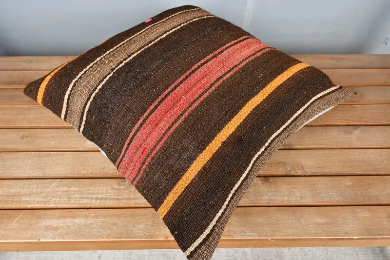 18x18 Red Cushion Case, Boho Pillow, Rustic Pillow Cover, Vintage Kilim Pillow, Square Throw Pillow Sham, Pillow, Turkish Kilim Pillow - 2