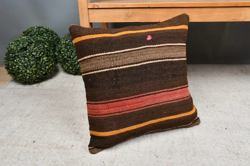 18x18 Red Cushion Case, Boho Pillow, Rustic Pillow Cover, Vintage Kilim Pillow, Square Throw Pillow Sham, Pillow, Turkish Kilim Pillow - 7
