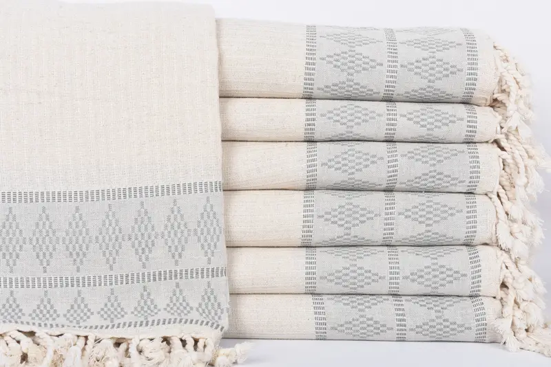 Turkish Blanket, 99x87 Inches Dark Gray Kilim Design, Cotton Material