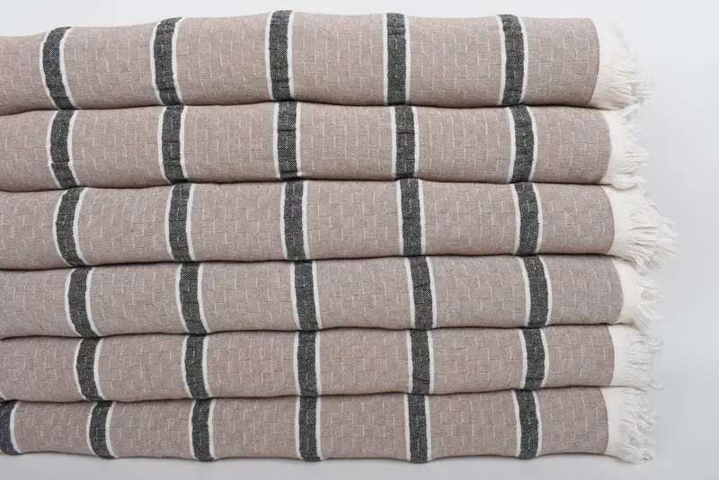 Plaj düğün lehine, monogram battaniyesi, düğün iyiliği, özel hediye, organik plaj battaniyesi, 96x84 pamuklu çizgili havlu, battaniye atın - 3