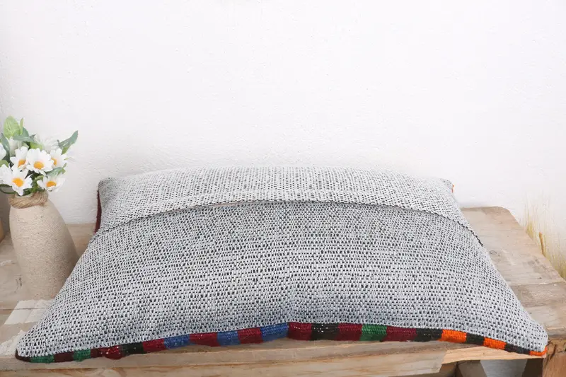Pillow Case, Home Decor Pillow, Ethnical Kilim Rug Pillow, Throw Kilim Pillow, Handwoven Pillow Case, 12x20 Blue Cushion Cover - 7