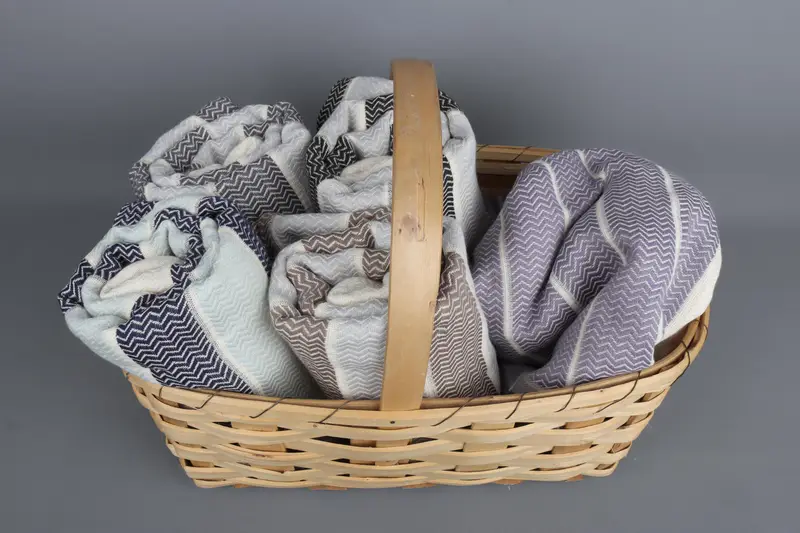 Cotton Towel Personalized Beach Organic Turkish, Beige, Herringbone, 40x67 Inches