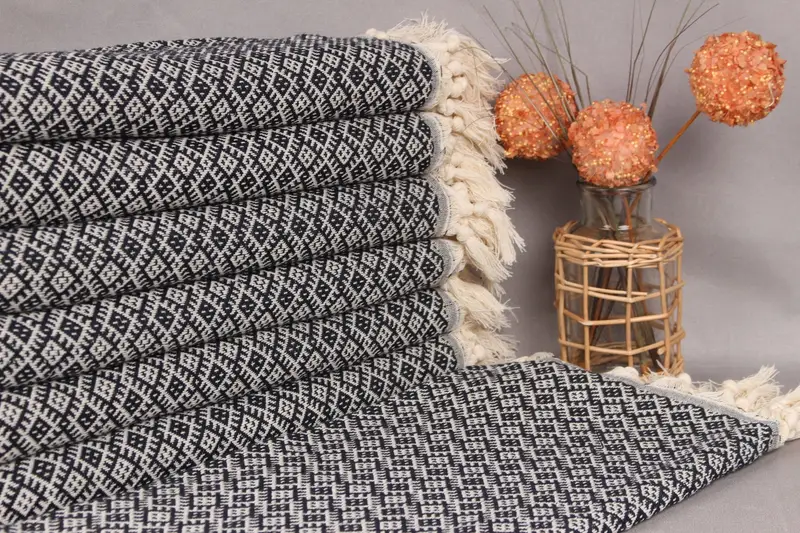 Personalized Turkish Beach Towel Navy Diamond, 40x71 Inches