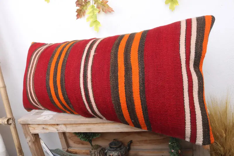 16x36 Red Cushion Cover, Gift Pillow, Kilim Rug Cushion Case, Pillow, Pattern Throw Pillow Case, Boho Pillow, Art Deco Pillow Sham, Kilim Pillow - 4