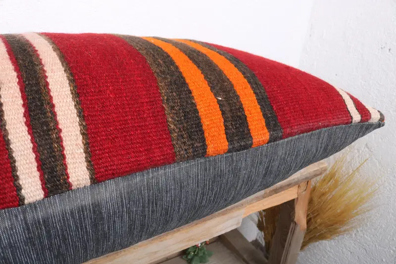 16x36 Red Cushion Cover, Gift Pillow, Kilim Rug Cushion Case, Pillow, Pattern Throw Pillow Case, Boho Pillow, Art Deco Pillow Sham, Kilim Pillow - 6