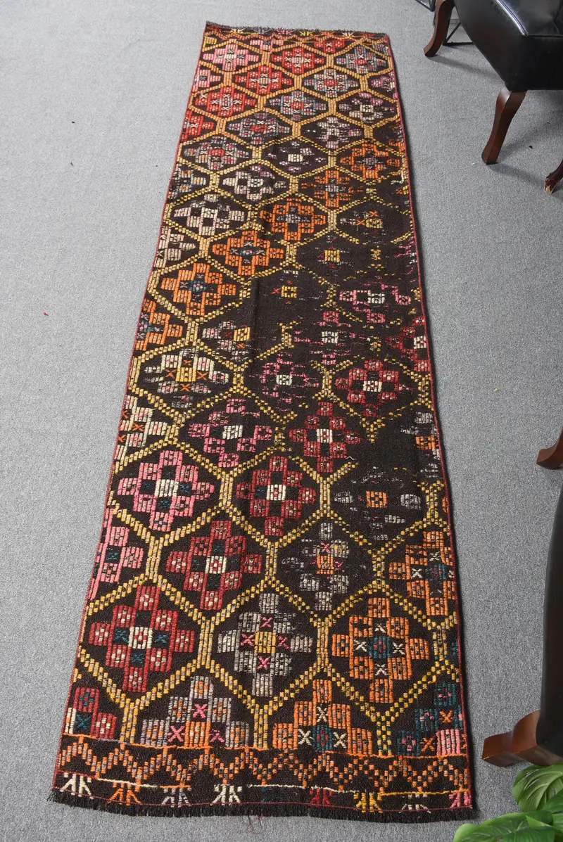 Alfombra marrón y amarilla, diseño floral geométrico de 8,9 x 8,9 pies