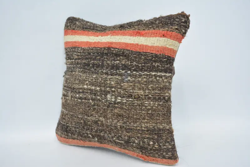 Vintage Kilim Throw Pillow, Rustic Cushion Case, Cushion Cover, 12x12 Brown Pillow Cover, Interior Designer Pillow, Vintage Pillow - 4