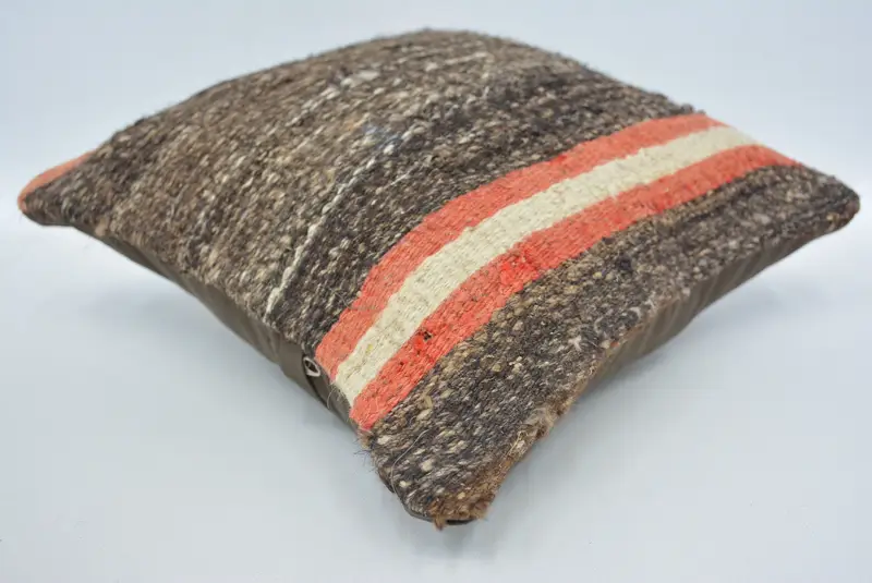 Vintage Kilim Throw Pillow, Rustic Cushion Case, Cushion Cover, 12x12 Brown Pillow Cover, Interior Designer Pillow, Vintage Pillow - 6