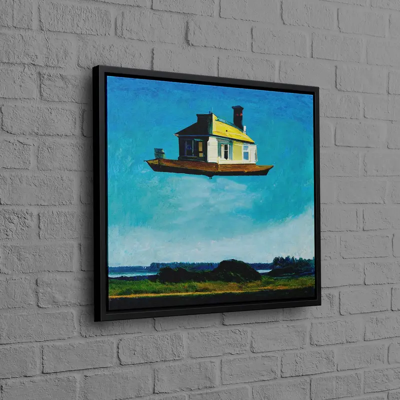 空中に浮かぶ家 超現実的な抽象キャンバス プリント