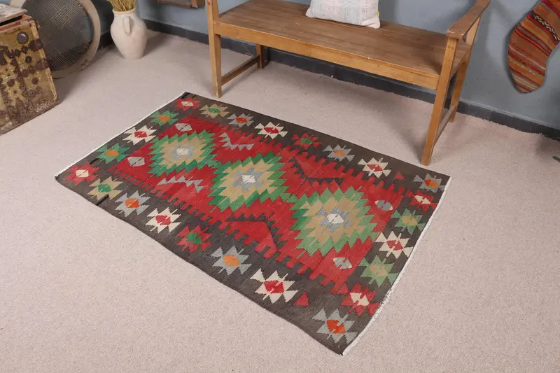 Rot-grüner Patchwork-Teppich, 9 x 1,5 m, elegantes Dekor