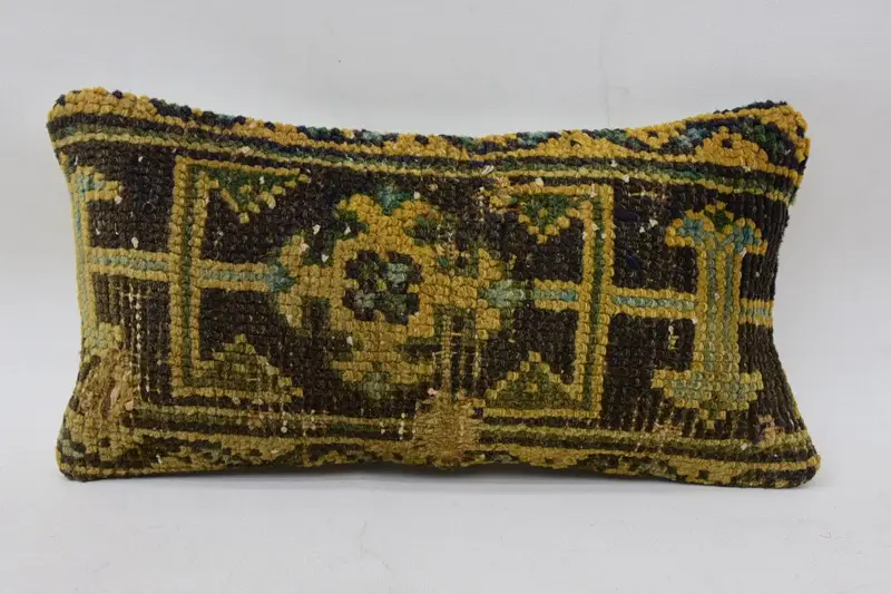 Vintage Kilim Throw Pillow, Boho Pillow, Ethnic Pillow Cover Cushion Cover, Pillow Cover, 8x16 Brown Cushion Cover, Sustainable Pillow, Gift Pillow - 4