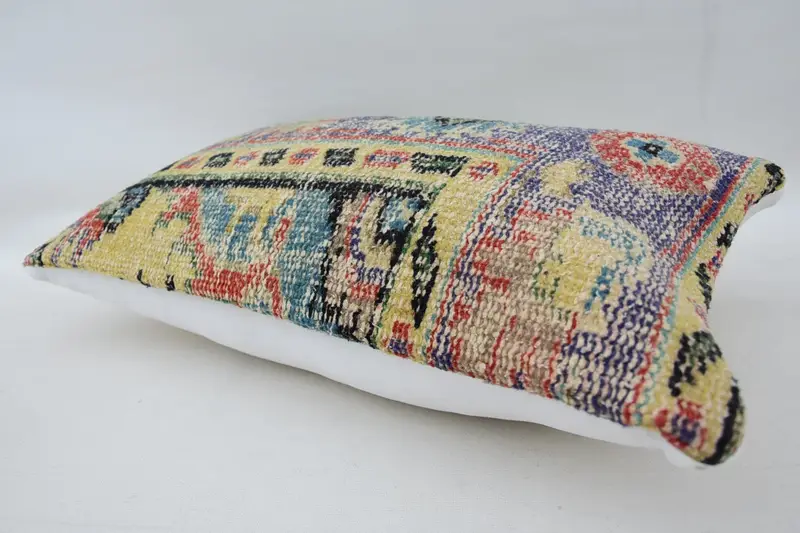 Sofa Pillow Cover, Living Room Throw Pillow, Cushion, Vintage Kilim Pillow, Interior Designer Pillow, Turkish Pillow, 12x20 Blue Pillow Case - 6