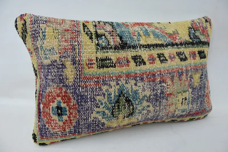 Sofa Pillow Cover, Living Room Throw Pillow, Cushion, Vintage Kilim Pillow, Interior Designer Pillow, Turkish Pillow, 12x20 Blue Pillow Case - 2